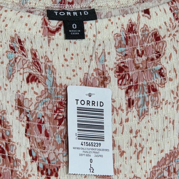 Torrid Maxi Challis Off Shoulder Tulip Hem Dress - Size: 0 (0X – Lg/12) - Picture 5 of 7